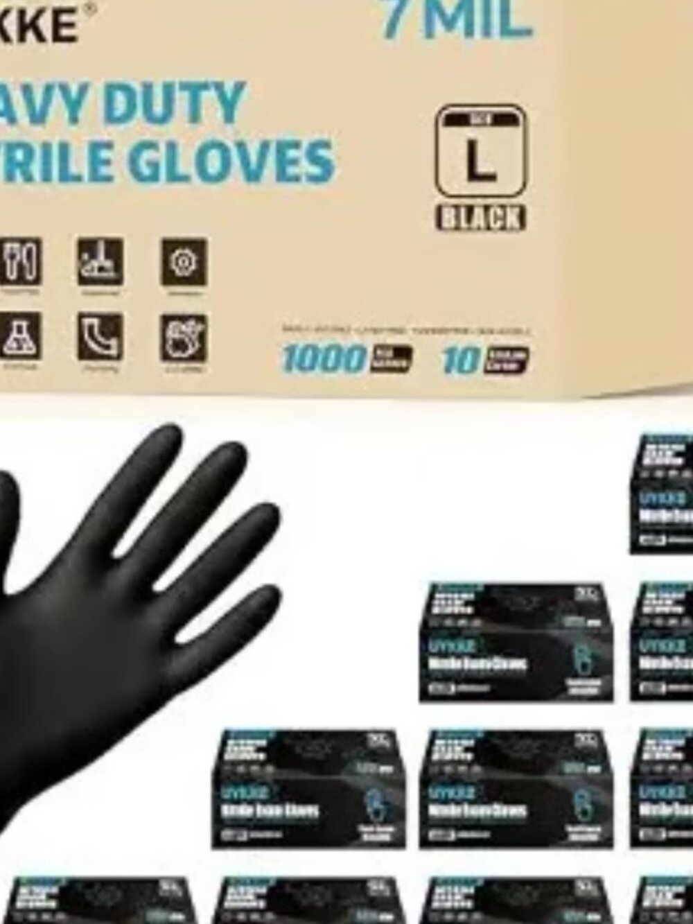 UYKKE Nitrile Gloves Disposable Rubber Latex Gloves Medium Black